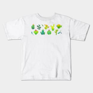 Watercolor Cacti (Cactus Pattern) Kids T-Shirt